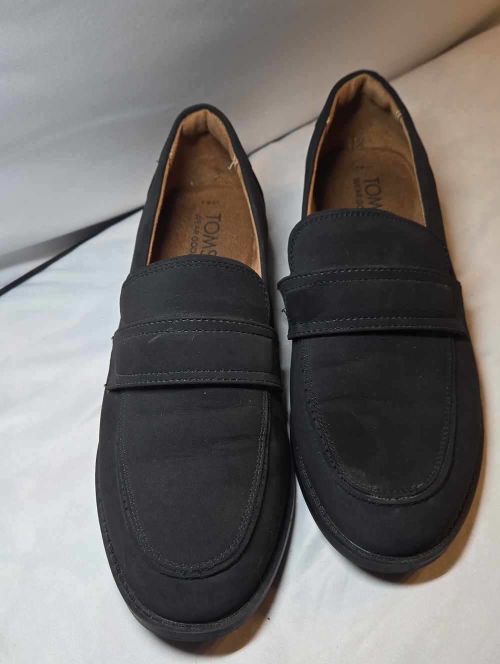 Toms Men's Black Nubuck Slip-On Penny Loafers